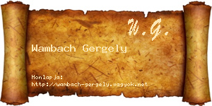 Wambach Gergely névjegykártya